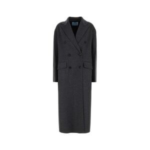PRADA Double-Breasted Wool Blend Coat Women GREY Coats & Jackets